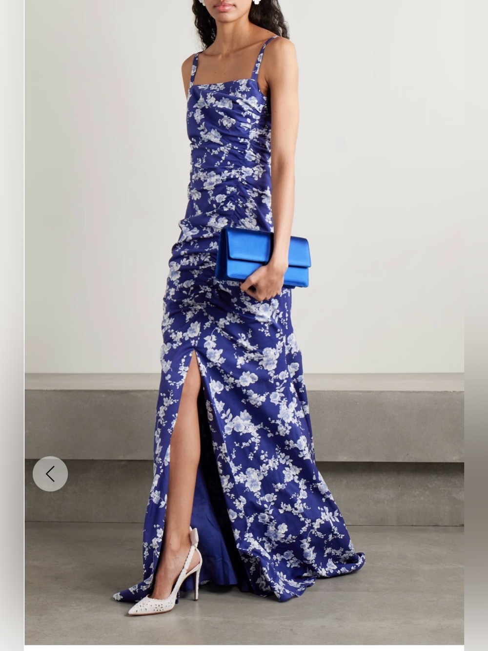 NWT Authentic Carolina Herrera Floral Print Ruched Faille Gown Size 12 - Picture 2 of 12